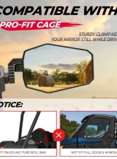Kemimoto UTV Side Mirrors w/ Polaris Ranger | Can-Am Defender | Maverick Trail                                     - B0106-11201BK - Image 2