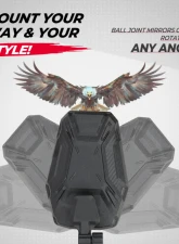 Kemimoto UTV Side Mirrors w/ Polaris Ranger | Can-Am Defender | Maverick Trail                                     - B0106-11201BK - Image 3