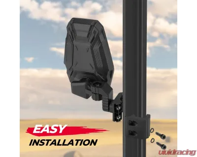Kemimoto UTV Side Mirrors w/ Polaris Ranger | Can-Am Defender | Maverick Trail - B0106-11201BK