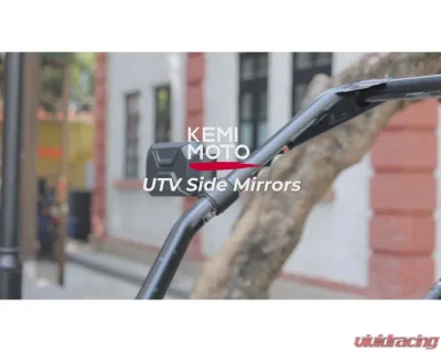 Kemimoto UTV Side Mirrors w/ 1.6" to 2" Roll Bar Cage / Adjustable&Breakaway Mirrors - B0106-13001BK