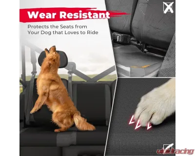 Kemimoto Split Bench Seat Covers Accessories Crew Front Seat Only Polaris Ranger - B0109-00802BK