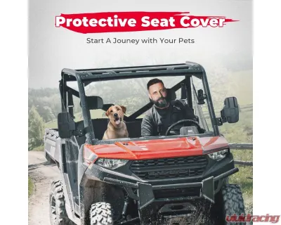 Kemimoto Split Bench Seat Covers Accessories Crew Front Seat Only Polaris Ranger - B0109-00802BK