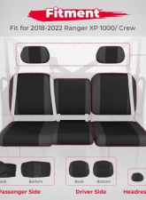 Kemimoto Split Bench Seat Covers Accessories Crew Front Seat Only Polaris Ranger                                     - B0109-00802BK - Image 7