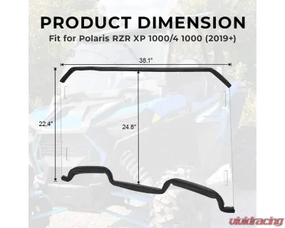 Kemimoto Front Full Windshield w/ 4 Black Clamps Polaris RZR - B0110-01201CL