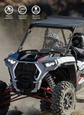 Kemimoto Front Full Windshield w/ 4 Black Clamps Polaris RZR                                     - B0110-01201CL - Image 7