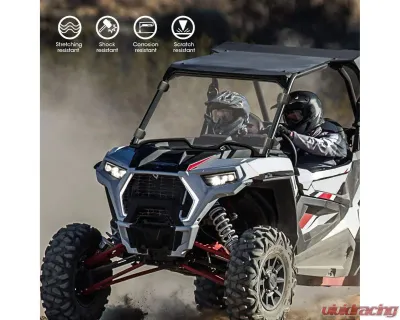Kemimoto Front Full Windshield w/ 4 Black Clamps Polaris RZR - B0110-01201CL