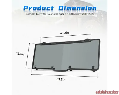 Kemimoto Rear Windshield Window Tint Roof Polaris Ranger - B0110-02003SK