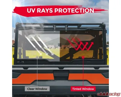 Kemimoto Rear Window / Anti UV Rear Windshield Polaris Ranger 2017-2023 - B0110-02004SK