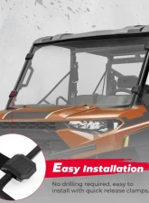 Kemimoto Front Windshield Scratch Resistant Windshield Polaris Ranger 570 / XP 900 / 1000 / Crew XP 1000 / Diesel 2014-2023                                     - B0110-02702CL - Image 6