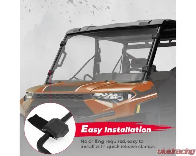 Kemimoto Front Windshield Scratch Resistant Windshield Polaris Ranger 570 / XP 900 / 1000 / Crew XP 1000 / Diesel 2014-2023 - B0110-02702CL