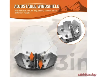 Kemimoto Adjustable Adventure Sport Windshield Can Am Ryker Rally 2018-2021 - B0110-06301CL