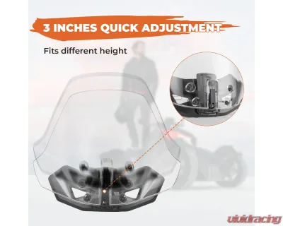 Kemimoto Adjustable Adventure Sport Windshield Can Am Ryker Rally 2018-2021 - B0110-06301CL