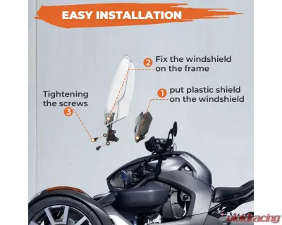 Kemimoto Adjustable Adventure Sport Windshield Can Am Ryker Rally 2018-2021 - B0110-06301CL