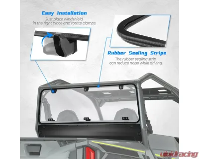 Kemimoto UTV Rear Window Windshield Clear Polaris General 1000/4 2016-2023 - B0110-06401CL