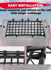 Kemimoto Rear Race Net / Cargo Net Soft Rear Window Net Mesh Protection Polaris RZR PRO XP                                     - B0110-08701BK - Image 3
