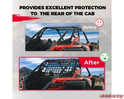 Kemimoto Rear Race Net / Cargo Net Soft Rear Window Net Mesh Protection Polaris RZR PRO XP - B0110-08701BK