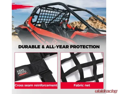 Kemimoto Rear Race Net / Cargo Net Soft Rear Window Net Mesh Protection Polaris RZR PRO XP - B0110-08701BK