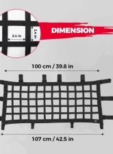Kemimoto Rear Race Net / Cargo Net Soft Rear Window Net Mesh Protection Polaris RZR PRO XP                                     - B0110-08701BK - Image 7