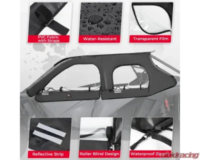 Kemimoto Upgraded Soft Upper Doors Set / Door Cab Enclosure Side Windows Polaris RZR PRO XP 4 2020-2022 - B0110-09601BK