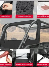 Kemimoto Clear Full Rear Windshield w/ Polaris RZR XP                                     - B0110-10001BK - Image 4