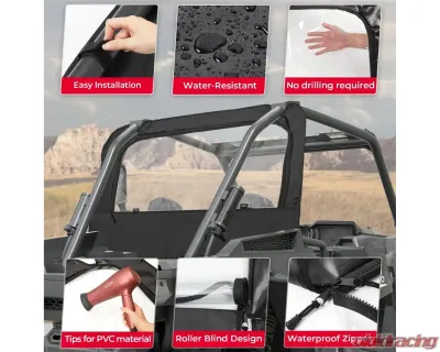 Kemimoto Clear Full Rear Windshield w/ Polaris RZR XP - B0110-10001BK