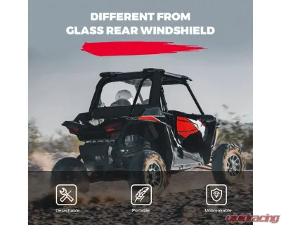 Kemimoto Clear Full Rear Windshield w/ Polaris RZR XP - B0110-10001BK