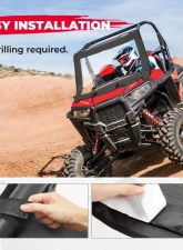 Kemimoto Upgrate UTV Front Soft Clear Windshield Polaris RZR XP 1000 /XP 4 1000 2019+                                     - B0110-10101BK - Image 4