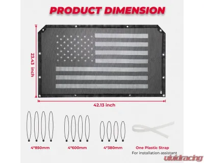Kemimoto Soft Rear Window Net w/ Old Glory Flag Print Accessories Pioneer 1000 | 700 | 500 - B0110-10201BK