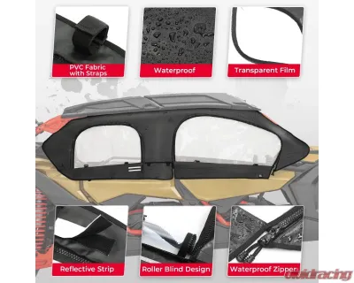 Kemimoto Soft Cab Enclosure Upper Doors Can-Am Maverick X3 MAX - B0110-10301BK