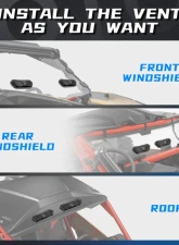 Kemimoto UTV Windshield Vent Kit Polycarbonate Windshield                                     - B0110-10401BK - Image 3