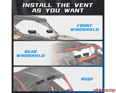 Kemimoto UTV Windshield Vent Kit Polycarbonate Windshield - B0110-10401BK