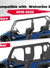 Kemimoto Soft Upper Door Window Cab Enclosure Yamaha Wolverine X4 / SE 2018-2020                                     - B0110-10601BK - Image 6