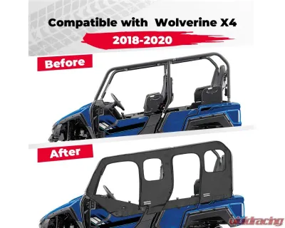 Kemimoto Soft Upper Door Window Cab Enclosure Yamaha Wolverine X4 / SE 2018-2020 - B0110-10601BK