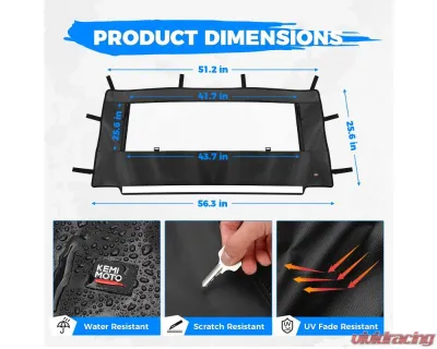 Kemimoto PVC Soft Rear Windshield w/ Polaris General 1000 XP - B0110-10701BK