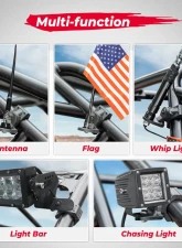 Kemimoto UTV Whip Mount Flag1.75''-2'' Roll Bar Cage Polaris RZR Turbo / Maverick / Commander                                     - B0111-02507BK - Image 5