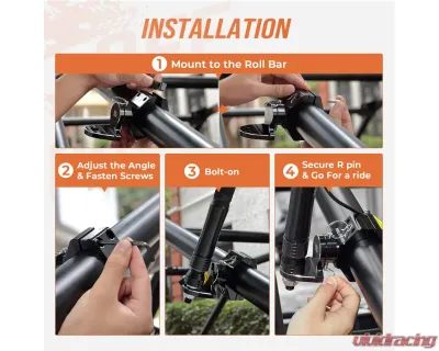 Kemimoto UTV Aluminum Adjustable Quick Flag Mount1.75"-2" Roll Bar 1pc - B0111-09101BK