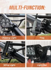 Kemimoto UTV Aluminum Adjustable Quick Flag Mount1.75"-2" Roll Bar 1pc                                     - B0111-09101BK - Image 4