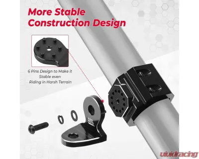 Kemimoto UTV Pro- Flag Mount Whip Light Adjustable Whip Mounting Bracket - B0111-10601BK