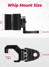 Kemimoto UTV Pro- Flag Mount Whip Light Adjustable Whip Mounting Bracket                                     - B0111-10601BK - Image 5