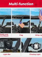 Kemimoto UTV Pro- Flag Mount Whip Light Adjustable Whip Mounting Bracket                                     - B0111-10601BK - Image 6