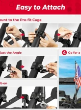 Kemimoto UTV Pro- Flag Mount Whip Light Adjustable Whip Mounting Bracket                                     - B0111-10601BK - Image 7