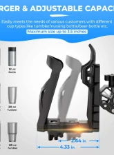Kemimoto Upgraded Drink Bike Water Bottle Holder Speaker Mount w/ 0.6"-1.75" Metal Clamp                                     - B0113-06702BK - Image 4