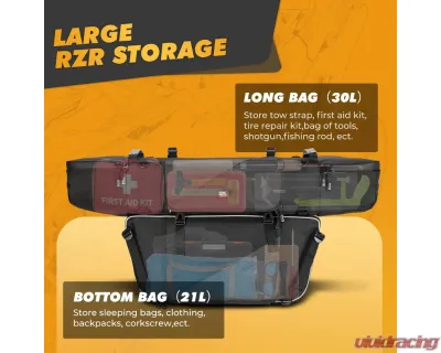 Kemimoto Upgraded 1680D High Rear Cargo Bag w/ Two Pockets | Waterproof Zipper RZR - B0113-10401BK