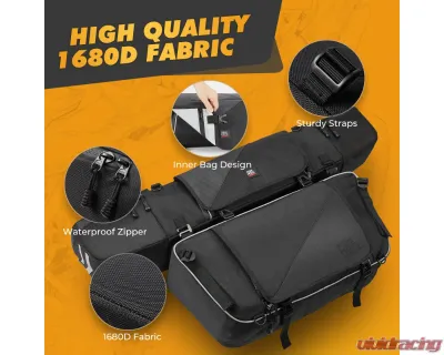Kemimoto Upgraded 1680D High Rear Cargo Bag w/ Two Pockets | Waterproof Zipper RZR - B0113-10401BK