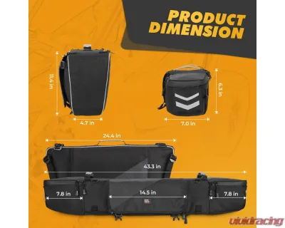 Kemimoto Upgraded 1680D High Rear Cargo Bag w/ Two Pockets | Waterproof Zipper RZR - B0113-10401BK