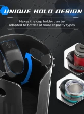 Kemimoto Large Car Cup Holder Adapter 8-40oz Bottles Universal                                     - B0113-10601BK - Image 4