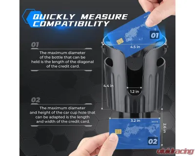 Kemimoto Large Car Cup Holder Adapter 8-40oz Bottles Universal - B0113-10601BK