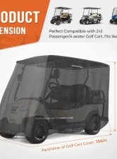 Kemimoto Golf Cart Cover 2 Passenger | 4 Passenger EZGO / Club Car / Drive / ICON                                     - B0115-01001BK - Image 4