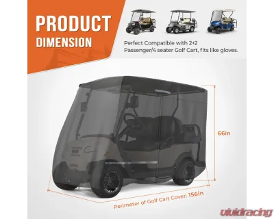 Kemimoto Golf Cart Cover 2 Passenger | 4 Passenger EZGO / Club Car / Drive / ICON - B0115-01001BK