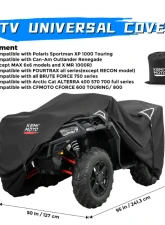 Kemimoto ATV Cover w/ Windproof Straps                                     - B0115-01101BK - Image 6